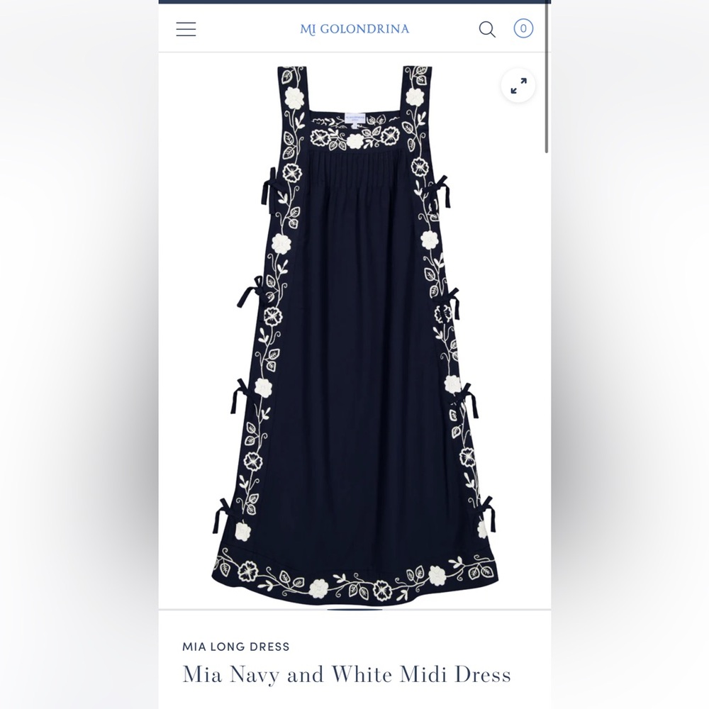 Mi Golondrina Mia Navy and White Midi Dress Size XS